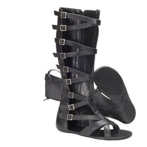 Zaqq Damasq Black Gladiator Minimalist Barefoot Sandals Black Leather 38 / 7.5